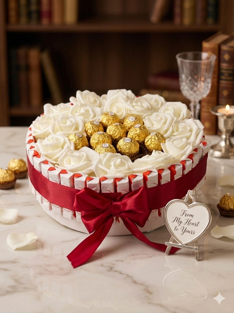 Luxury Rose & Chocolate Gift Box | Premium Ferrero & Kinder Set
